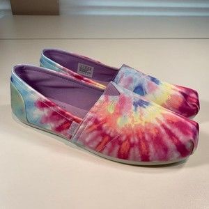 BOBs by Skechers Rainbow Tie Dye slip on loafer flats shoes Women's 9